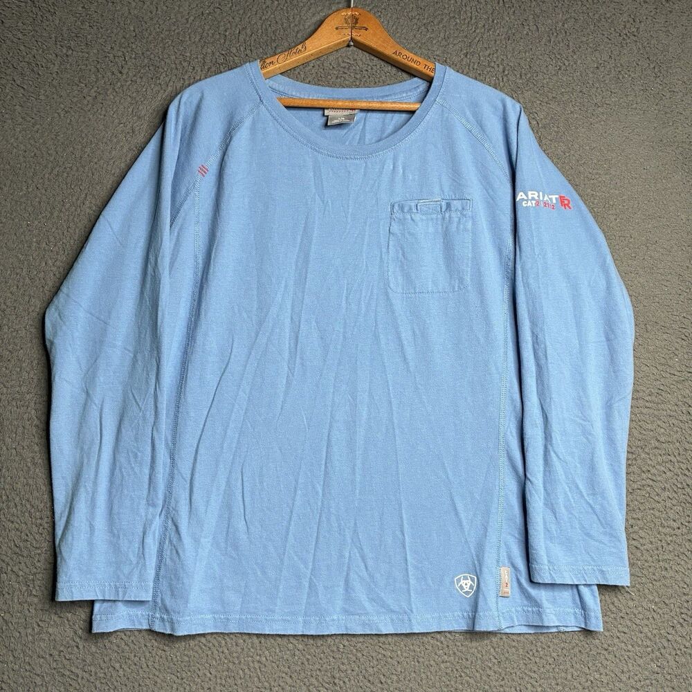 Ariat Shirt Womens Large Blue FR Flame Resistant Cat 2 2112 Long Sleeve Work